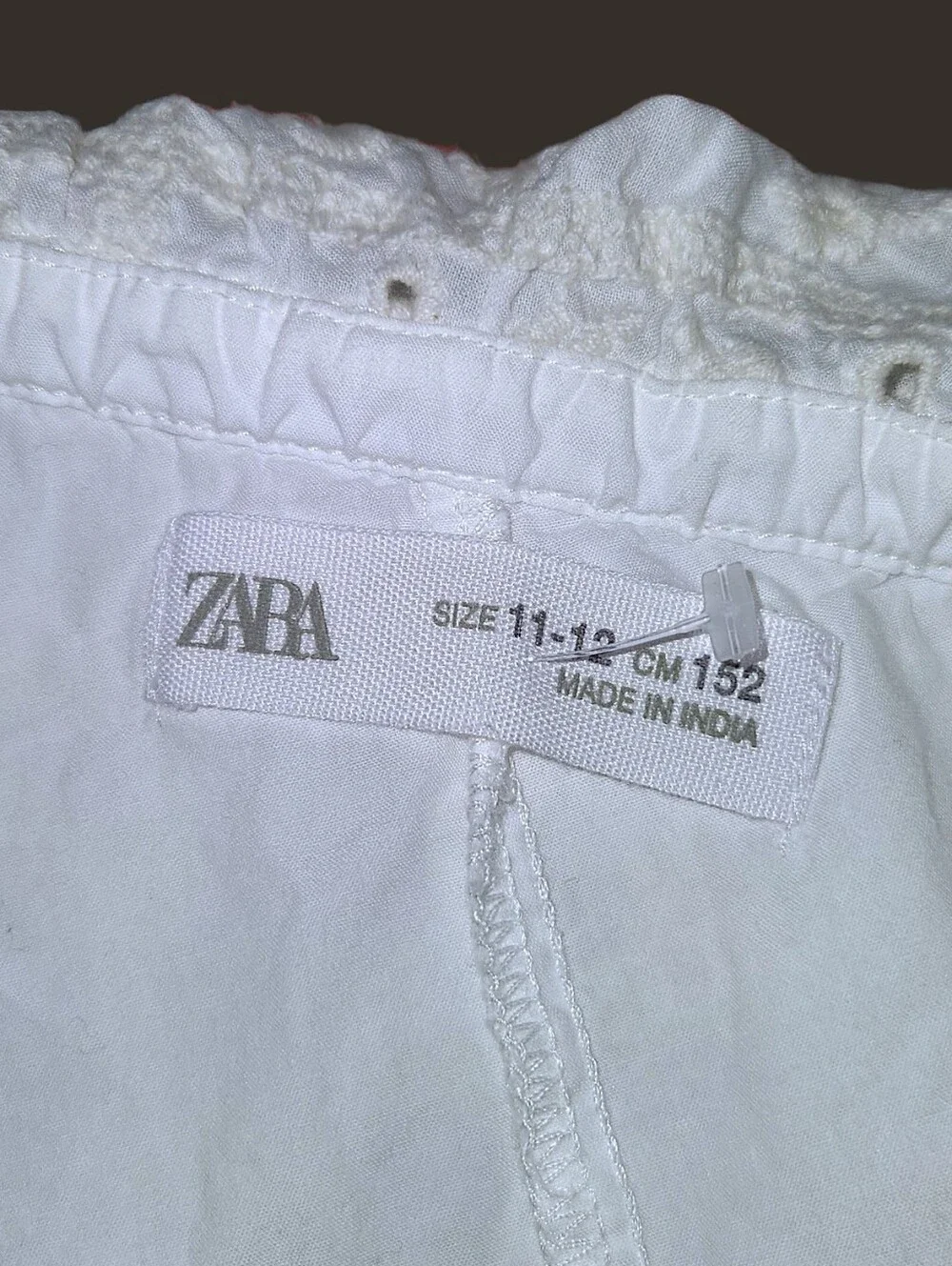 Zara Girls Kids One Shoulder Dress Eyelet Lace 100% Cotton Size 11/12 -Years old - Picture 10 of 15